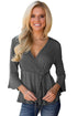 Gray Bell Sleeve Wrap Front Tunic